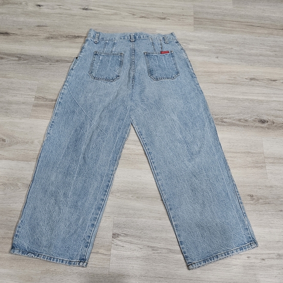 Vintage 80s90s Made Invthe Shape Light Blue Jeans with Betty Boo Paint - Picture 6 of 10